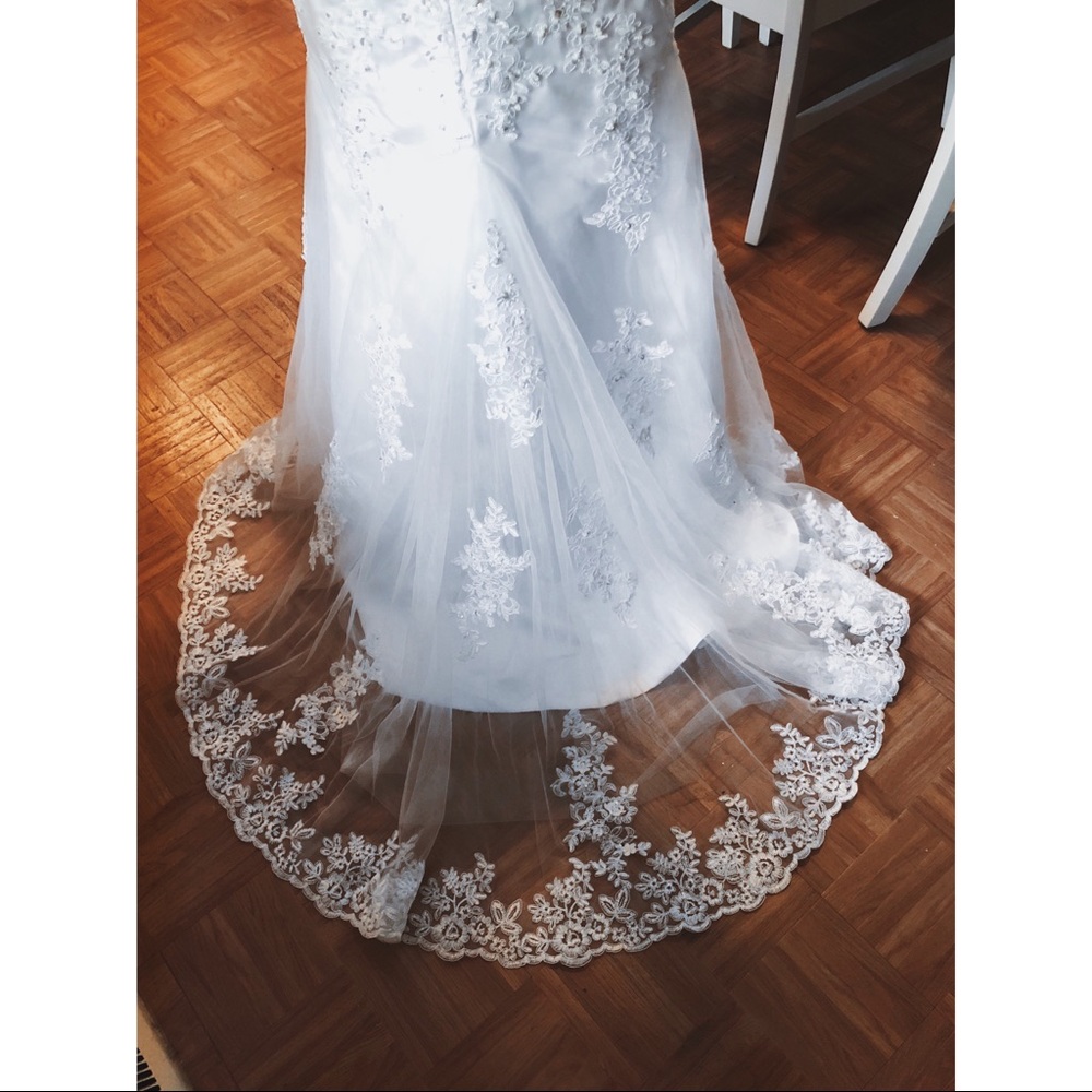 Off the Shoulder Lace Embellished Wedding Gown 💕 - Picture 6 of 10
